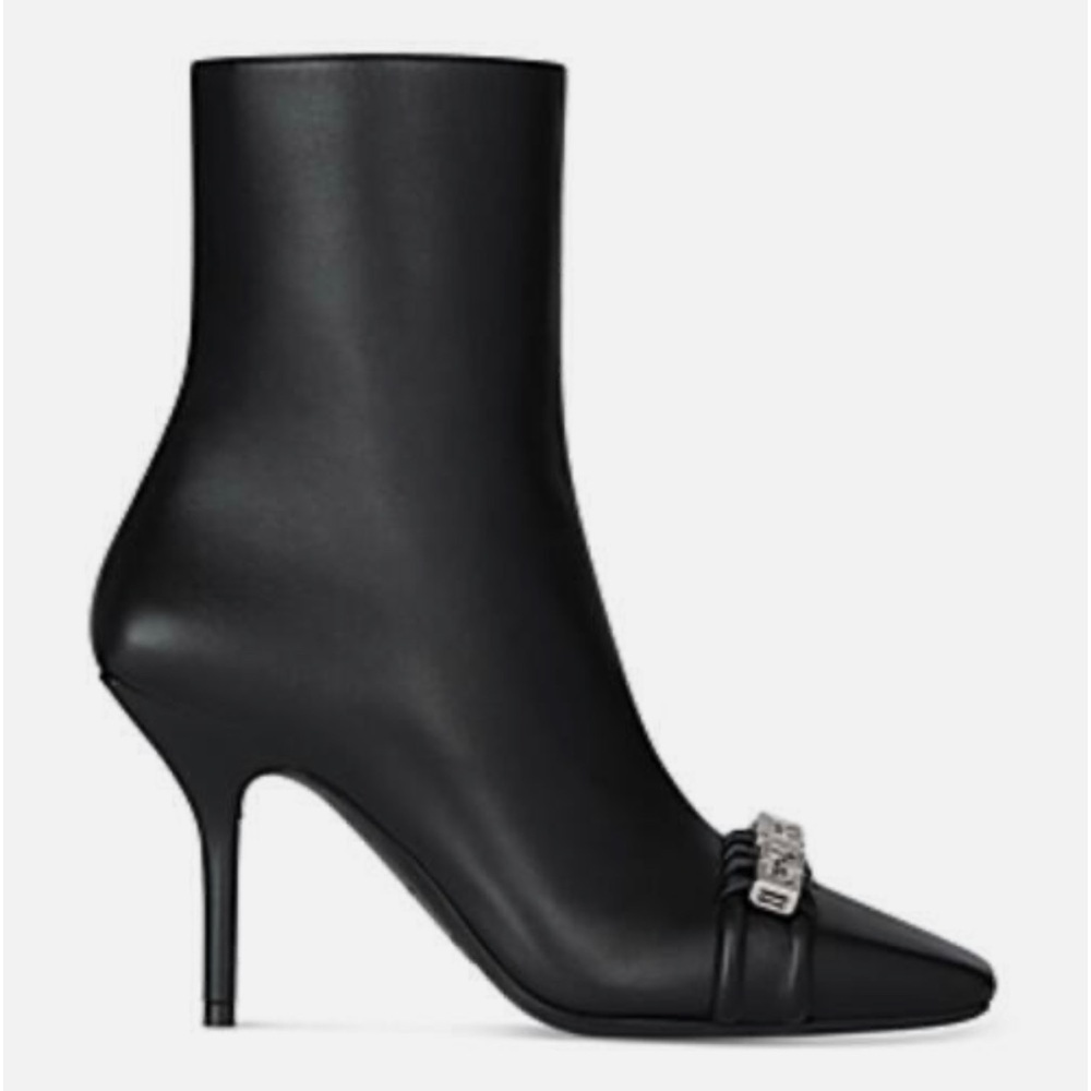 Givenchy G Woven Ankle Boots Women's 36 Black Square Side Zip Closure - Picture 3 of 13